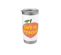 Life is Peachy - Frutta pescata, stile retrò, effetto invecchiato Bicchiere termico in acciaio inox doppia parete