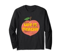 Life is Peachy - Frutta pescata, Stile retrò, Effetto Invecchiato Maglia a Manica