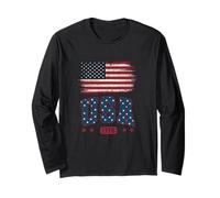 Life Is Really Good Distressed Bandiera USA 4 luglio Spiaggia Maglia a Manica