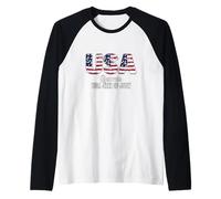 Life Is Really Good Distressed Bandiera USA 4 luglio Spiaggia Maglia con Maniche Raglan