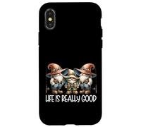 Life Is Really Good For Men And Women Funny Fishing Gnome Custodia per iPhone X/XS