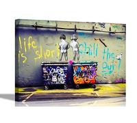 Life Is Short Chill The Duck Out by Banksy - Stampa su tela con graffiti, citazioni divertenti, 101 x 76 cm