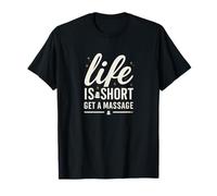 Life Is Short Get a Massage Retro Therapist Typography Maglietta