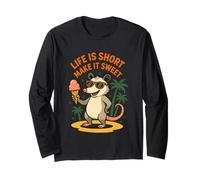 Life Is Short Make It Sweet Cool Possum Gelato Maglia a Manica