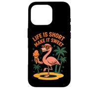 Life Is Short Make It Sweet Flamingo Gelato Custodia per iPhone 16 Pro