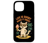 Life Is Short Make It Sweet Gatto Gelato Estate Custodia per iPhone 15