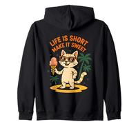 Life Is Short Make It Sweet Gatto Gelato Estate Felpa con Cappuccio