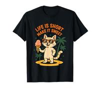 Life Is Short Make It Sweet Gatto Gelato Estate Maglietta