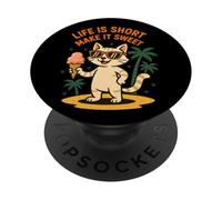 Life Is Short Make It Sweet Gatto Gelato Estate PopSockets PopGrip Adesivo