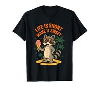 Life Is Short Make It Sweet Raccoon Gelato Divertente Maglietta