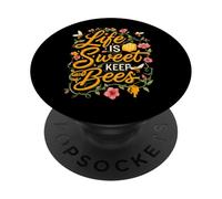 Life is Sweet Keep Bees Beekeeper Honey Bee Lover PopSockets PopGrip Adesivo