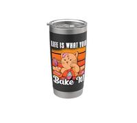 Life Is What You Bake It Bakery Love Baking - Panetteria per amanti dei gatti Bicchiere termico in acciaio inox doppia parete