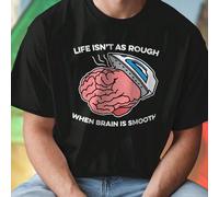LIFE ISNT AS ROUGH WHEN BRAIN IS SMOOTH T Shirt Uomo Moda Casual Estiva Manica Corta Vintage Cotone Outfit Regalo Originale Look Street Art Giovane Elegante Offerta Speciale L,M,S,XL,XXL,XXXLTessuto i