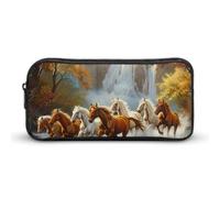 Life Mountain Stream, astuccio per matite con cavallo che corre selvaggio, grazioso astuccio per penne e cosmetici, organizer per viaggi e ufficio