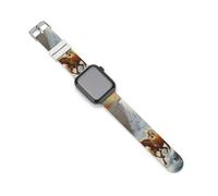 Life Mountain Stream Running Horse Wild Cinturino di ricambio in silicone per orologio sportivo compatibile con Apple Watch, 42mm/44mm, Acciaio inossidabile, Ametista