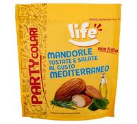 Life PARTYCOLARI Mandorle Tostate e Salate al Gusto Mediterraneo, Snack in Pratico Sacchetto Richiudibile, Vegetariano, Non Fritto, 125 g