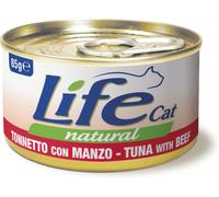 LifeCat Natural Adult umido gatto 6 x 85 g - Tonnetto con Manzo