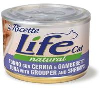 Life Cat Natural Le Ricette Tonno Cernia e Gamberetti 150g Cibo Umido per Gatti