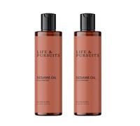 Life & Pursuits Olio di sesamo non raffinato pressato a freddo al 100%, 200 ml x 2 per pelle e capelli, olio ayurvedico per uomini e donne, capelli sani, promuove la pelle radiosa e liscia, nutre e