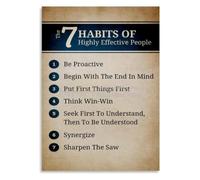 Life Skills Poster 7 Habits Summary Educational Metal Tin Decor 8x12 Inch | Clean typography design featuring all seven habits with brief explanations for easy recall