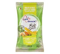 LIFE SNACK SNACK DI MAIS BIOLOGICO AL FORMAGGIO ZENZERO CURCUMA E PEPE FORMATO BASTONCINI BIO PACCHETTO DA 60g, CONFEZIONE CONTENENTE 24 PACCHETTI