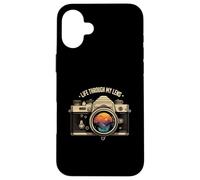 Life Through My Lens Camera Photographer Nature Sunset Art Custodia per iPhone 16 Plus