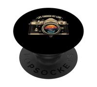 Life Through My Lens Camera Photographer Nature Sunset Art PopSockets PopGrip Adesivo