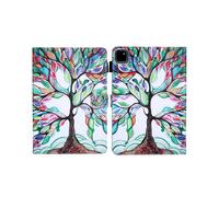 (Life Tree, Multicolor) For iPad Pro 11 (2024) Case Pattern Printing Card Slots Leather Tablet Cover - Dream Butterfly