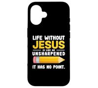 Life Without Jesus Christian Quote Pencil Bible Verse Custodia per iPhone 16