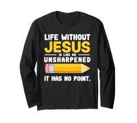 Life Without Jesus Christian Quote Pencil Bible Verse Maglia a Manica