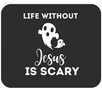 Life Without Jesus Is Scary Christianty Halloween Long Sleeve Tappetino Scrivania Comodo Mouse Pad Portatile Tappetino per Mouse for Computer Ufficio Pc 25X30Cm