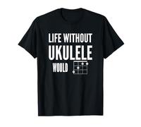 Life Without Ukulele Would B Flat BB Music Pun Design Bianco Maglietta