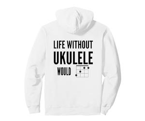 Life Without Ukulele Would B Flat BB Music Pun Design Nero Felpa con Cappuccio