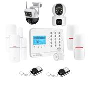 LIFEBOX Kit di allarme per la casa connessa senza fili WiFi Box Internet e GSM Futura White Smart Life e 2 telecamere a doppia lente, bianco