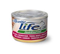 1 x 150 g Life Natural Le Ricette Lattina Alimento Cibo Umido Completo per Gatti Adulti con Trancetti di Tonno Filetti di Manzo e Prosciutto di Pollo