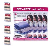 LifeChic 4 Sacchetti Salvaspazio Sottovuoto 40x60 cm, 4 Pezzi Riutilizzabili con Valvola Universale, Busta Sottovuoto per Vestiti, Maglioni, Lenzuola, Asciugamani e Cambio Stagione