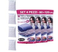 LifeChic 4 Sacchetti Salvaspazio Sottovuoto 80X120 cm, 4 Pezzi Riutilizzabili con Valvola Universale, Busta Sottovuoto per Vestiti, Maglioni, Lenzuola, Asciugamani e Cambio Stagione