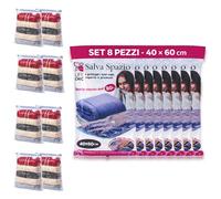 LifeChic 8 Sacchetti Salvaspazio Sottovuoto 40x60 cm, 8 Pezzi Riutilizzabili con Valvola Universale, Busta Sottovuoto per Vestiti, Maglioni, Lenzuola, Asciugamani e Cambio Stagione