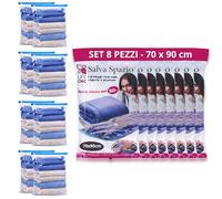 LifeChic 8 Sacchetti Salvaspazio Sottovuoto 70x90 cm, 8 Pezzi Riutilizzabili con Valvola Universale, Busta Sottovuoto per Vestiti, Maglioni, Lenzuola, Asciugamani e Cambio Stagione