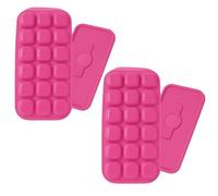 LifeChic Alveare Ghiaccio Fucsia con Tappo di Rabbocco - Set 2 Pezzi Vassoio in Plastica 18 Cubetti, Stampo per Cubetti di Ghiaccio, Facile da Usare