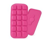 LifeChic Alveare Ghiaccio Fucsia con Tappo di Rabbocco - Vassoio in Plastica 18 Cubetti, Stampo per Cubetti di Ghiaccio, Facile da Usare