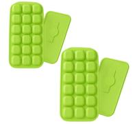 LifeChic Alveare Ghiaccio Verde con Tappo di Rabbocco - Set 2 Pezzi Vassoio in Plastica 18 Cubetti, Stampo per Cubetti di Ghiaccio, Facile da Usare