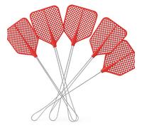 LifeChic Battimosche Manuale 43 cm - Manico in Ferro, Paletta Flessibile in Plastica Rossa - Scacciamosche per Interni ed Esterni - Contro Mosche, Zanzare e Insetti Volanti - Confezione da 5 pezzi