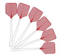 LifeChic Battimosche Manuale 43 cm - Manico in Ferro, Paletta Flessibile in Plastica Rossa - Scacciamosche per Interni ed Esterni - Contro Mosche, Zanzare e Insetti Volanti - Confezione da 6 pezzi