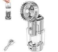 LIFECOSM Calenarcnt Camping Lantern,5-in-1 Portable LED Camping Lantern with Fan,USB Rechargeable & Battery Powered Emergency Solar Outdoor Light for Hiking Camping and Outdoor Adventures (Silver)