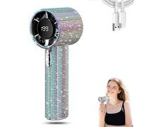 LIFECOSM Diamond Portable Fan, Full Diamond Luxury Craftsmanship Handheld Turbo Fans,199 Gear Wind,Quiet Mini Rechargeable Handhelds Fan with Display For Travel Office Outdoor (1pcs Colorful)