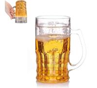 LIFECOSM Fake Beer Glasses,400ml Double Layer Funny Beer Stein, Funny Beers Mug With Handles, Double Fake Beers Mug With Mezzanine,Realistic Prank Cup for Bars Beverages (1Pc)