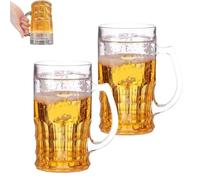 LIFECOSM Fake Beer Glasses,400ml Double Layer Funny Beer Stein, Funny Beers Mug With Handles, Double Fake Beers Mug With Mezzanine,Realistic Prank Cup for Bars Beverages (2Pcs)