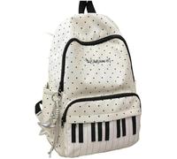 LIFECOSM Piano Backpack Whimsical Twee Backpack (White)