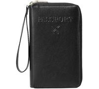 LIFECOSM Rowgins Multi-Functional RFID Passport Wallet, Passport Holder for Travel Essentials, Secure Id Card Organizer with Anti-Theft Protection for Women and Men (black)